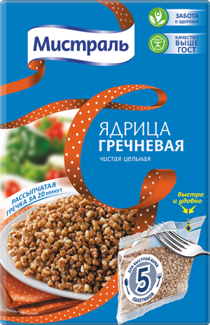 Изображение товара Гречка Мистраль ядрица 5х80 г