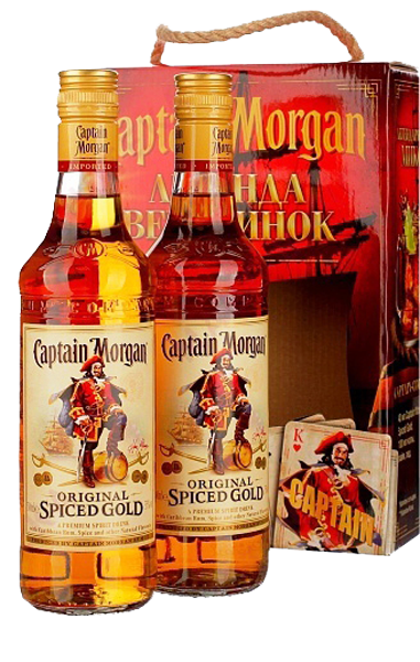 Ром Captain Morgan Spiced Gold, 2 bottles, gift box 0.5 л