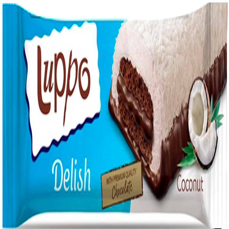КексLUPPO Delish с какао,кокосом и шоколадным соусом,покрытый маршм. и какао 36гр 12шт/бл 12бл/к кекс luppo mini 55г
