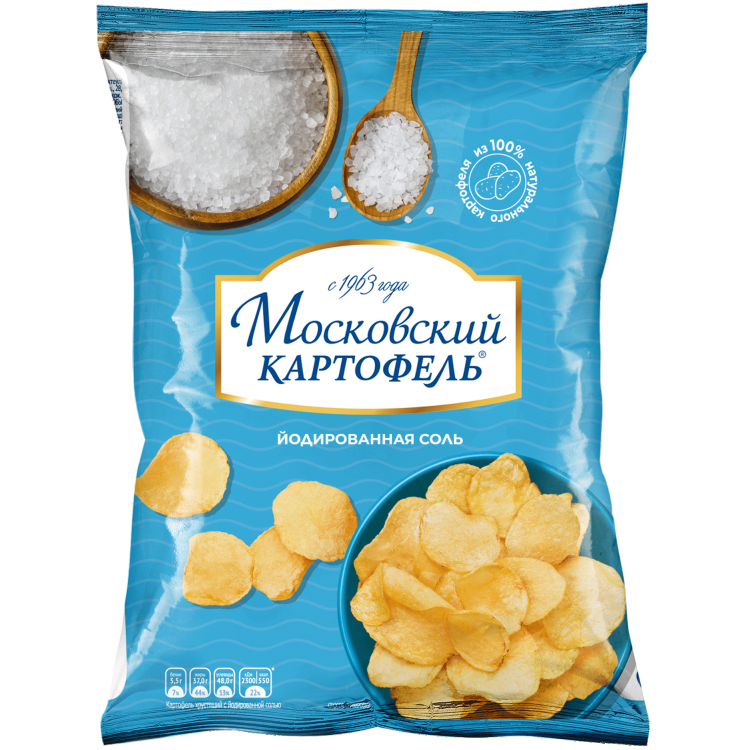 Московский Картофель с йодированной солью чипсы московский картофель белые грибы 130 г