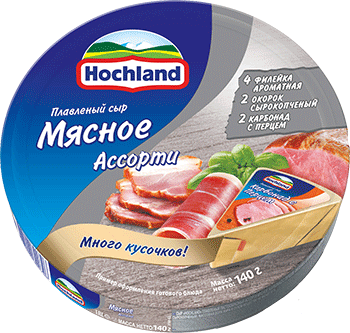 Плавленный сыр Hochland мясное ассорти 140 гр