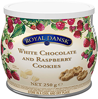Royal Dansk печенье песочное с белым шоколадом и малиной