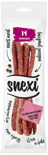 Изображение товара Колбаски Snexi Классические варено-копченые из свинины 100 г