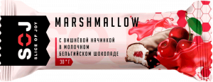 Изображение товара MARSHMALLOW батончик SOJ с вишневой начинкой в молочном шоколаде 30г