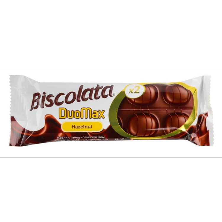 Вафли Biscolata Duomaxhazelnut с ореховой начинкой