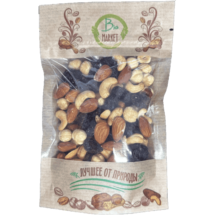 Смесь жареных орехов и изюма Biomarket 110г