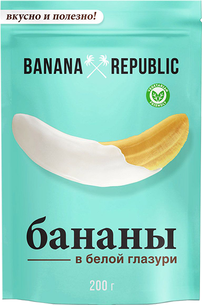 Banana Republic, Банан сушеный в белой глазури, 200г