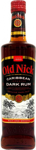 Изображение товара Ром Old Nick Dark 0.7 л Франция, крепость 37.5%, янтарный цвет