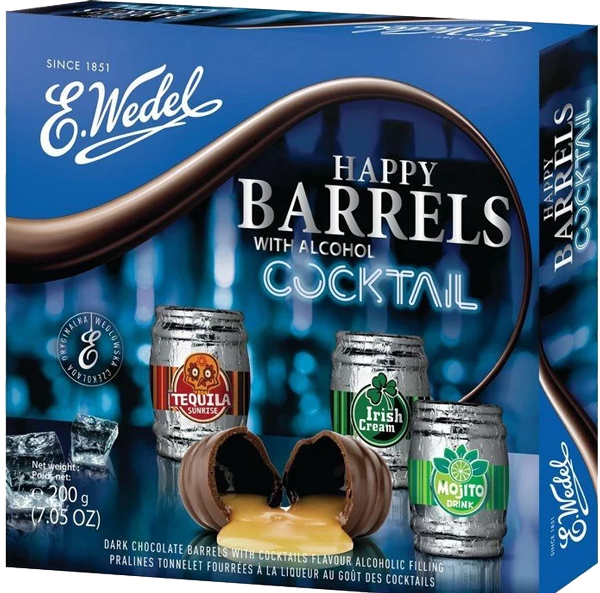 E.Wedel Happy Barrels With Alcohol ассорти шоколадных конфет с коктейльными начинкой, 200г