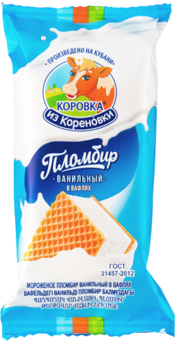 Изображение товара Мороженое Коровка из Кореновки пломбир ванильный сэндвич 15% 70г