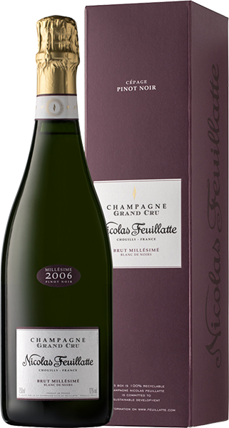 Шампанское Nicolas Feuillatte, Grand Cru Brut Blanc de Noirs, Pinot Noir, в подарочной упаковке 0.75 л