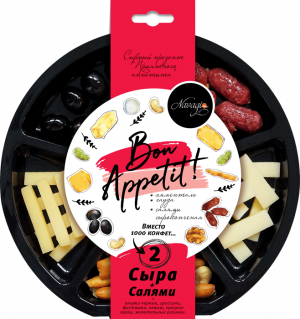 Изображение товара Подарочный сырный набор Bon Appetit с колбасой и орехами — гастрономический подарок