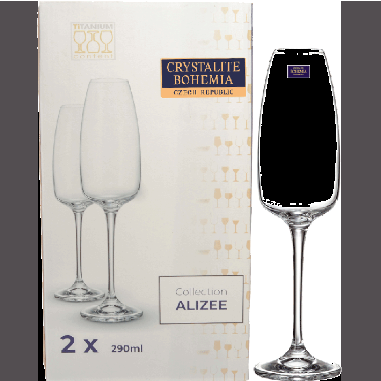 Набор бокалов для шампанского Crystalite Bohemia Alizee (2x290 мл) набор стаканов для воды anser alizee 550 мл 6 шт 23102 crystalite bohemia