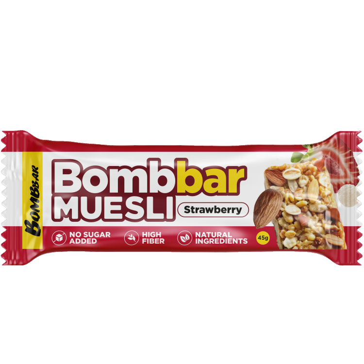 Батончик мультизлаковый BOMBBAR клубника 45 г