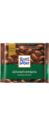Шоколад Ritter Sport молочный c цельным миндалём