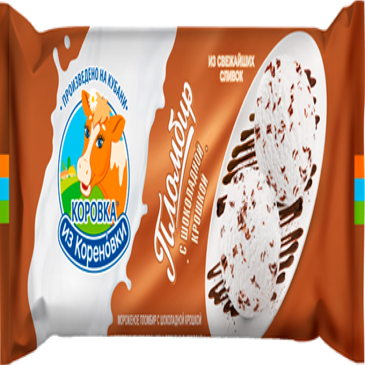 Мороженое Коровка из Кореновки промбир с шоколадной стружкой, полено 400 гр ряженка коровка из кореновки 4% 900 г
