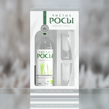 Водка Чистые Росы промонабор + 2 стопки 0.7 л