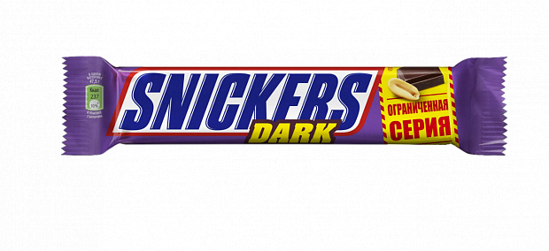 Шоколадный батончик "Snickers" Dark в темном шоколаде 81гр