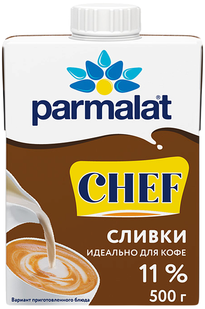 Изображение товара Молочные сливки Parmalat Chef 11% для кофе и десертов Изображение товара Молочные сливки Parmalat Chef 11% для кофе и десертов