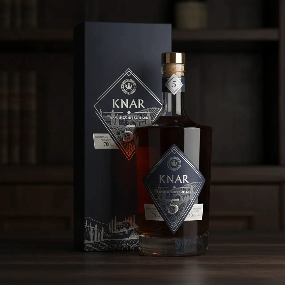 Коньяк KNAR 5 y.o. в подарочной упаковке 0.7 л