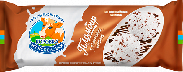 Мороженое "Коровка из Кореновки"  промбир с шоколадной стружкой, полено 400 гр