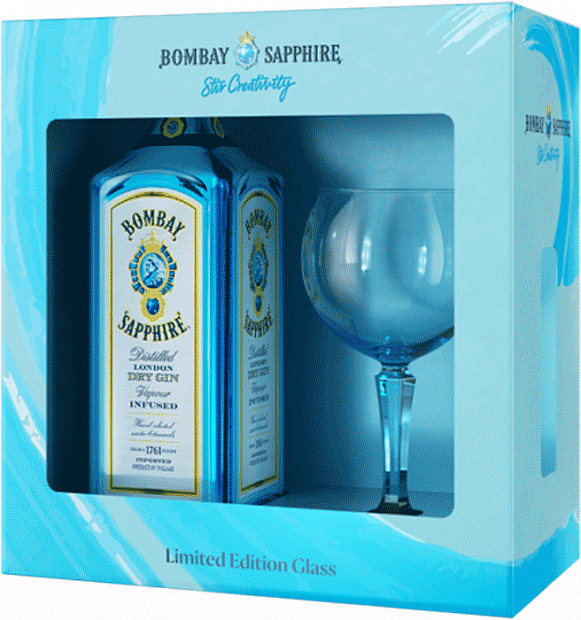 Джин Bombay Sapphire Dry + бокал 0.7 л