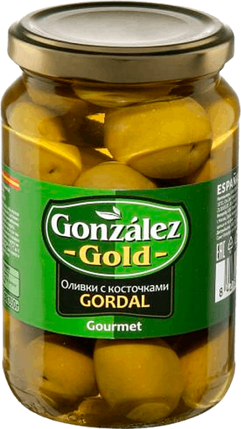 Оливки Зелёные С Косточками Гордаль Gonzalez Gold 350 гр