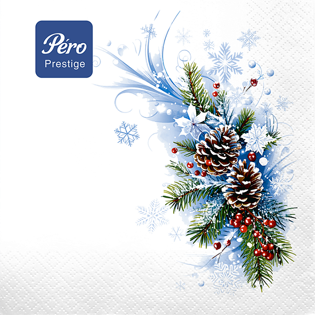 Изображение товара Цветные новогодние салфетки Pero Prestige 33х33 3сл 20шт