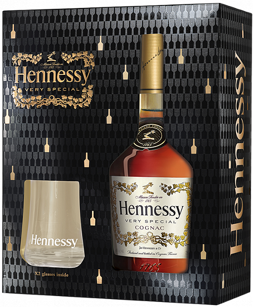 Коньяк Hennessy VS, с 2 подарочными стаканами 0.7 л