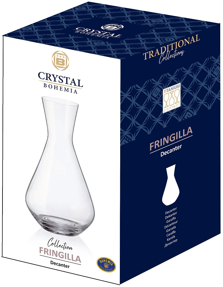 Изображение товара Декантер Crystal Bohemia FRINGILLA 1200 мл с высокой прочностью Изображение товара Декантер Crystal Bohemia FRINGILLA 1200 мл с высокой прочностью