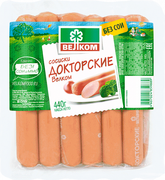 Сосиски Докторские Велком в/у