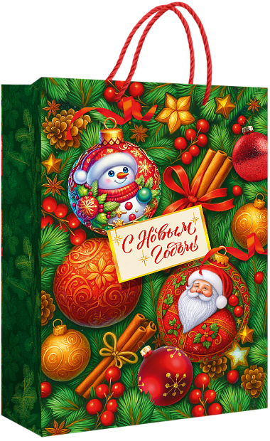 Изображение товара Подарочный новогодний пакет ML 220x310x100 яркий дизайн качество Россия