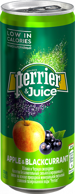 Напиток Perrier Juice Apple & Blackcurrant газированный 0.25 л