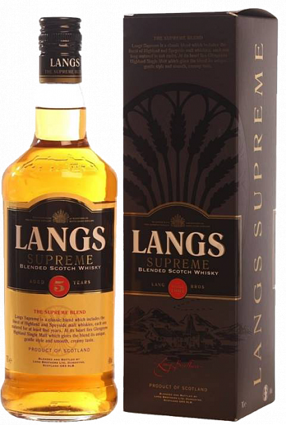 Виски Langs Supreme, 5 летней выдержки, в подарочной упаковке 0.7 л