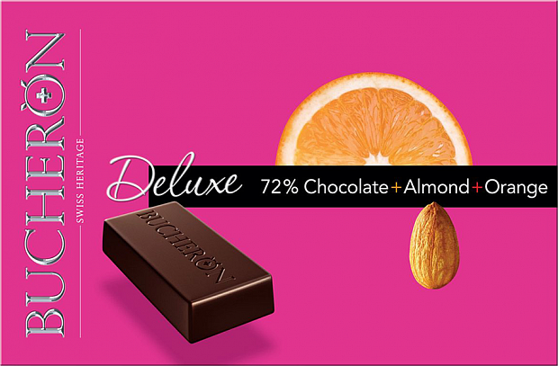 Bucheron Deluxe, горький шоколад с миндалем и апельсином, 95г