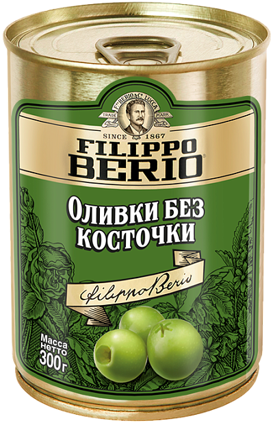 Изображение товара Оливки Filippo Berio без косточки, зелёные, в железной банке, 300г