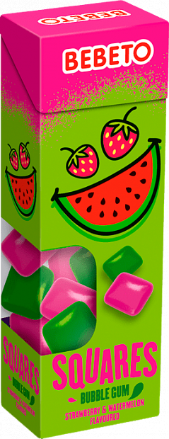 Жевательная резинка Squares Strawberry and Watermelon Bebeto