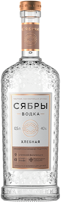 Водка Сябры Хлебная 0.5 л белорусская