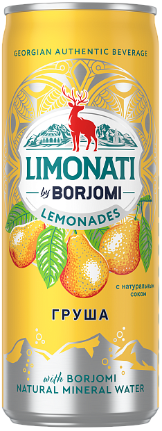 Изображение товара Лимонад Limonati by Borjomi Груша 0,33 л газированный напиток