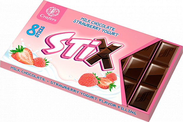 Шоколад молочный Stix со вкусом клубники Crafers