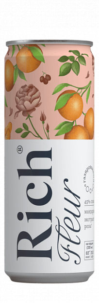 Напиток сокосодержащий Rich Fleur из винограда, лимонов и мандаринов с ароматом розы 0,33л 0.33 л
