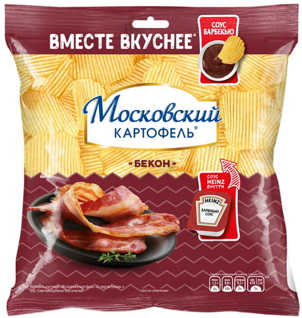 Изображение товара Картофель Московский со вкусом бекона 60г + соус Heinz барбекью