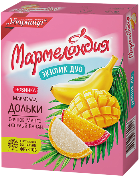 Изображение товара Мармелад Дольки Экзотик Дуо Сочное Манго и Спелый Банан 300г