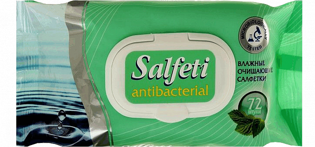 Салфетки влажные антибактериальные Salfeti №72