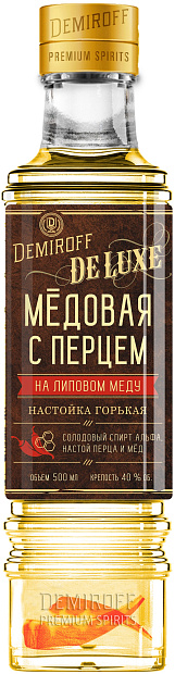 Изображение товара Настойка Demiroff De Luxe Медовая с перцем на липовом меду 0.5 л