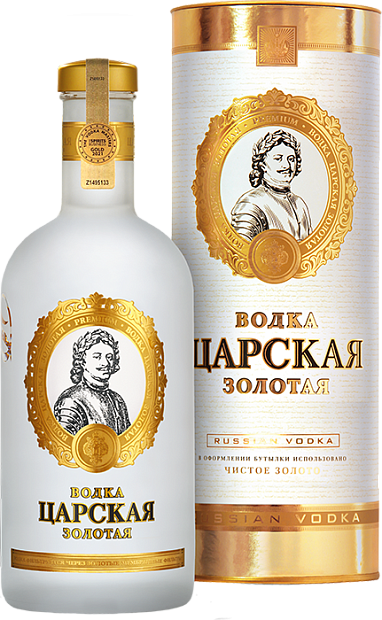 Изображение товара Водка Царская Золотая в тубе 0.7 л премиальный напиток с медом и липовым настоем
