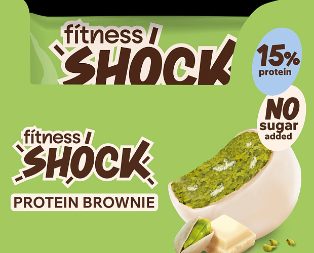 Изображение товара Брауни белый шоколад и фисташка FitnesSHOCK
