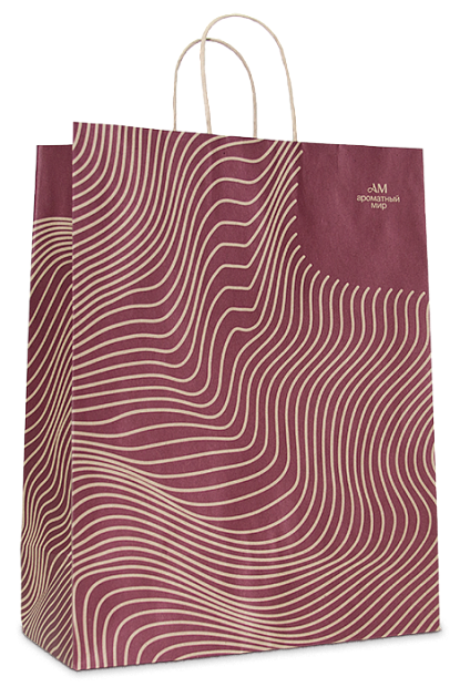 Изображение товара Пакет Крафт большой полосы заливка 320*400*150 экологичный упаковочный материал