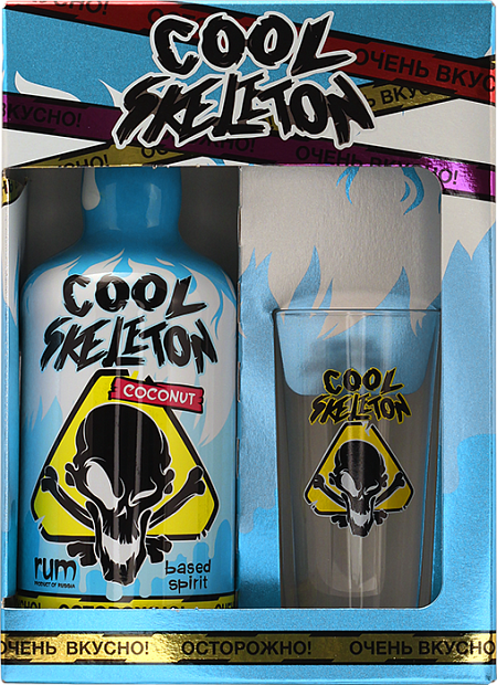 Изображение товара Ром Cool Skeleton Coconut в подарочной упаковке со стаканом 0.7 л 37.5%