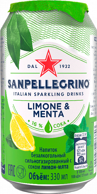 Напиток Sanpellegrino Limone & Menta газированная 0.33 л